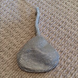 Silver Rhinestone Kiss-Shaped Bag